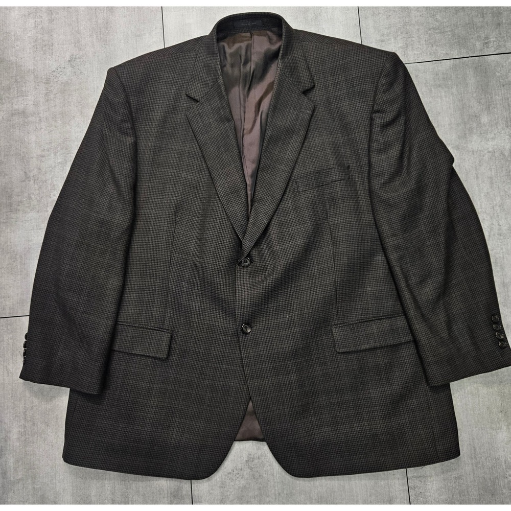 Lauren Ralph Lauren Mens 52R Brown Wool Houndstooth Blazer Sport Coat 2 Button